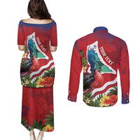 Personalised Kiribati Tarawa Atoll Couples Matching Puletasi and Long Sleeve Button Shirt Frigate Bird With Map Tropical Style LT14 - Polynesian Pride