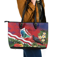 Personalised Kiribati Tarawa Atoll Leather Tote Bag Frigate Bird With Map Tropical Style LT14 - Polynesian Pride
