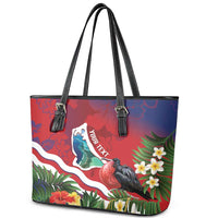 Personalised Kiribati Tarawa Atoll Leather Tote Bag Frigate Bird With Map Tropical Style LT14 - Polynesian Pride