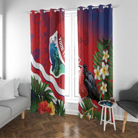 Personalised Kiribati Tarawa Atoll Window Curtain Frigate Bird With Map Tropical Style LT14 With Grommets Red - Polynesian Pride