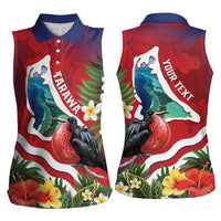 Personalised Kiribati Tarawa Atoll Women Sleeveless Polo Shirt Frigate Bird With Map Tropical Style