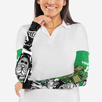 New Zealand and Ireland Rugby Custom Arm Sleeves Maori Tiki Fern Irish Celtic Cross - Polynesian Pride