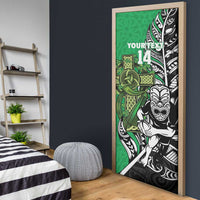 New Zealand and Ireland Rugby Custom Door Cover Maori Tiki Fern Irish Celtic Cross - Polynesian Pride
