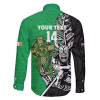New Zealand and Ireland Rugby Custom Family Matching Mermaid Dress and Hawaiian Shirt Maori Tiki Fern Irish Celtic Cross - Polynesian Pride