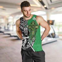 New Zealand and Ireland Rugby Custom Men Tank Top Maori Tiki Fern Irish Celtic Cross - Polynesian Pride
