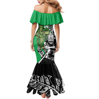 New Zealand and Ireland Rugby Custom Mermaid Dress Maori Tiki Fern Irish Celtic Cross - Polynesian Pride