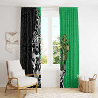 New Zealand and Ireland Rugby Custom Window Curtain Maori Tiki Fern Irish Celtic Cross - Polynesian Pride