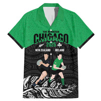 New Zealand and Ireland Rugby Custom Family Matching Mermaid Dress and Hawaiian Shirt Chicago 2025 Go All Black Shamrocks - Polynesian Pride