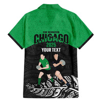 New Zealand and Ireland Rugby Custom Family Matching Tank Maxi Dress and Hawaiian Shirt Chicago 2025 Go All Black Shamrocks - Polynesian Pride
