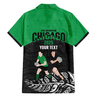 New Zealand and Ireland Rugby Custom Hawaiian Shirt Chicago 2025 Go All Black Shamrocks - Polynesian Pride
