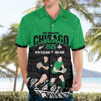New Zealand and Ireland Rugby Custom Hawaiian Shirt Chicago 2025 Go All Black Shamrocks - Polynesian Pride