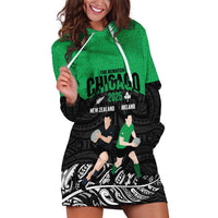 New Zealand and Ireland Rugby Custom Hoodie Dress Chicago 2025 Go All Black Shamrocks - Polynesian Pride