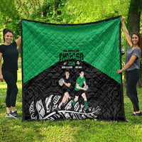 New Zealand and Ireland Rugby Quilt Chicago 2025 Go All Black Shamrocks - Polynesian Pride