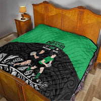 New Zealand and Ireland Rugby Quilt Chicago 2025 Go All Black Shamrocks - Polynesian Pride