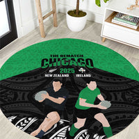 New Zealand and Ireland Rugby Round Carpet Chicago 2025 Go All Black Shamrocks - Polynesian Pride