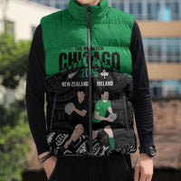 New Zealand and Ireland Rugby Custom Sleeveless Puffer Jacket Chicago 2025 Go All Black Shamrocks - Polynesian Pride