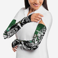 New Zealand and South Africa Rugby Custom Arm Sleeves Maori Tiki Fern Springboks Kente Pattern - Polynesian Pride