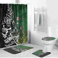 New Zealand and South Africa Rugby Custom Bathroom Set Maori Tiki Fern Springboks Kente Pattern - Polynesian Pride