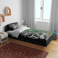 New Zealand and South Africa Rugby Custom Bedding Set Maori Tiki Fern Springboks Kente Pattern - Polynesian Pride