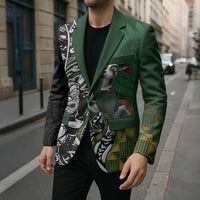 New Zealand and South Africa Rugby Custom Blazer Maori Tiki Fern Springboks Kente Pattern - Polynesian Pride