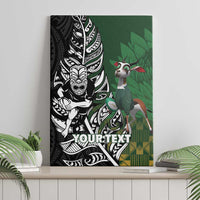 New Zealand and South Africa Rugby Custom Canvas Wall Art Maori Tiki Fern Springboks Kente Pattern - Polynesian Pride