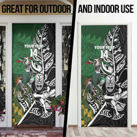New Zealand and South Africa Rugby Custom Door Cover Maori Tiki Fern Springboks Kente Pattern - Polynesian Pride