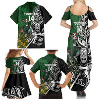 New Zealand and South Africa Rugby Custom Family Matching Summer Maxi Dress and Hawaiian Shirt Maori Tiki Fern Springboks Kente Pattern - Polynesian Pride