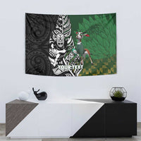 New Zealand and South Africa Rugby Custom Tapestry Maori Tiki Fern Springboks Kente Pattern - Polynesian Pride