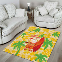 Aloha Hawaii Christmas Area Rug Mele Kalikimaka Funny Santa Palaka Quilt Motifs - Polynesian Pride