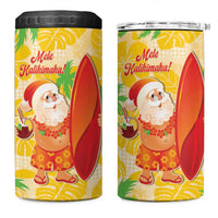 Aloha Hawaii Christmas 4 in 1 Can Cooler Tumbler Mele Kalikimaka Funny Santa Palaka Quilt Motifs - Polynesian Pride