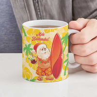 Aloha Hawaii Christmas Ceramic Mug Mele Kalikimaka Funny Santa Palaka Quilt Motifs - Polynesian Pride