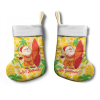 Aloha Hawaii Christmas Stocking Mele Kalikimaka Funny Santa Palaka Quilt Motifs - Polynesian Pride