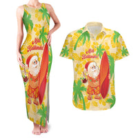 Aloha Hawaii Christmas Couples Matching Tank Maxi Dress and Hawaiian Shirt Mele Kalikimaka Funny Santa Palaka Quilt Motifs - Polynesian Pride
