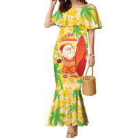 Aloha Hawaii Christmas Family Matching Mermaid Dress and Hawaiian Shirt Mele Kalikimaka Funny Santa Palaka Quilt Motifs - Polynesian Pride