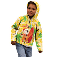 Aloha Hawaii Christmas Kid Hoodie Mele Kalikimaka Funny Santa Palaka Quilt Motifs - Polynesian Pride