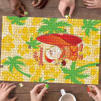 Aloha Hawaii Christmas Puzzle Mele Kalikimaka Funny Santa Palaka Quilt Motifs - Polynesian Pride