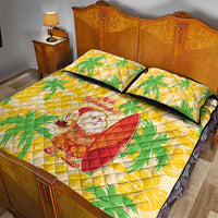 Aloha Hawaii Christmas Quilt Bed Set Mele Kalikimaka Funny Santa Palaka Quilt Motifs - Polynesian Pride