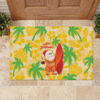 Aloha Hawaii Christmas Rubber Doormat Mele Kalikimaka Funny Santa Palaka Quilt Motifs - Polynesian Pride
