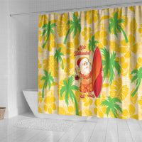 Aloha Hawaii Christmas Shower Curtain Mele Kalikimaka Funny Santa Palaka Quilt Motifs - Polynesian Pride