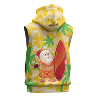 Aloha Hawaii Christmas Sleeveless Zip Hoodie Mele Kalikimaka Funny Santa Palaka Quilt Motifs LT14