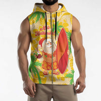 Aloha Hawaii Christmas Sleeveless Zip Hoodie Mele Kalikimaka Funny Santa Palaka Quilt Motifs LT14