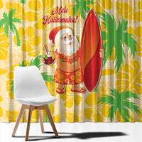 Aloha Hawaii Christmas Window Curtain Mele Kalikimaka Funny Santa Palaka Quilt Motifs - Polynesian Pride