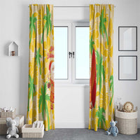 Aloha Hawaii Christmas Window Curtain Mele Kalikimaka Funny Santa Palaka Quilt Motifs - Polynesian Pride