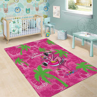 Aloha Hawaii Christmas Area Rug Mele Kalikimaka Chill Flamingo Palaka Quilt Motifs - Polynesian Pride