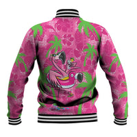 Aloha Hawaii Christmas Baseball Jacket Mele Kalikimaka Chill Flamingo Palaka Quilt Motifs - Polynesian Pride