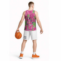 Aloha Hawaii Christmas Basketball Jersey Mele Kalikimaka Chill Flamingo Palaka Quilt Motifs - Polynesian Pride
