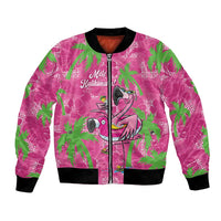 Aloha Hawaii Christmas Bomber Jacket Mele Kalikimaka Chill Flamingo Palaka Quilt Motifs - Polynesian Pride