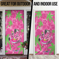 Aloha Hawaii Christmas Door Cover Mele Kalikimaka Chill Flamingo Palaka Quilt Motifs - Polynesian Pride