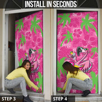 Aloha Hawaii Christmas Door Cover Mele Kalikimaka Chill Flamingo Palaka Quilt Motifs - Polynesian Pride