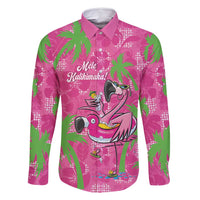 Aloha Hawaii Christmas Family Matching Off Shoulder Short Dress and Hawaiian Shirt Mele Kalikimaka Chill Flamingo Palaka Quilt Motifs - Polynesian Pride